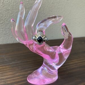 14k gold and sterling silver onyx ring